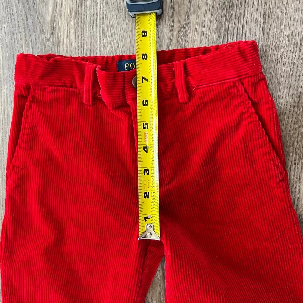 Polo Ralph Lauren Kids Red Corduroy Pants Straight Leg Size 6 Adjustable Waist